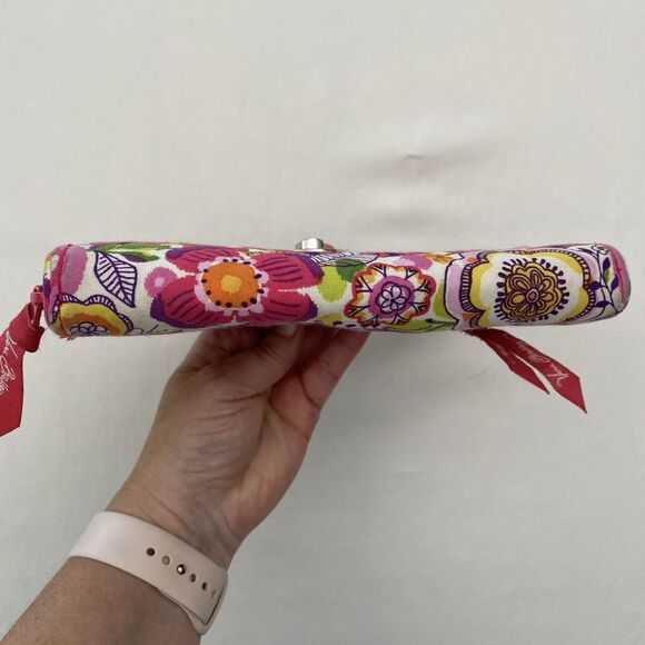 Vera Bradley Wallet Zip Around Turn Lock Organizer Pink Floral Quilted Bloomcore - Picture 10 of 14